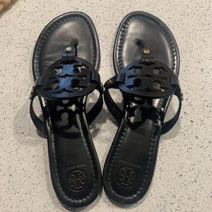 Black Leather Miller Tory Burch Sandals